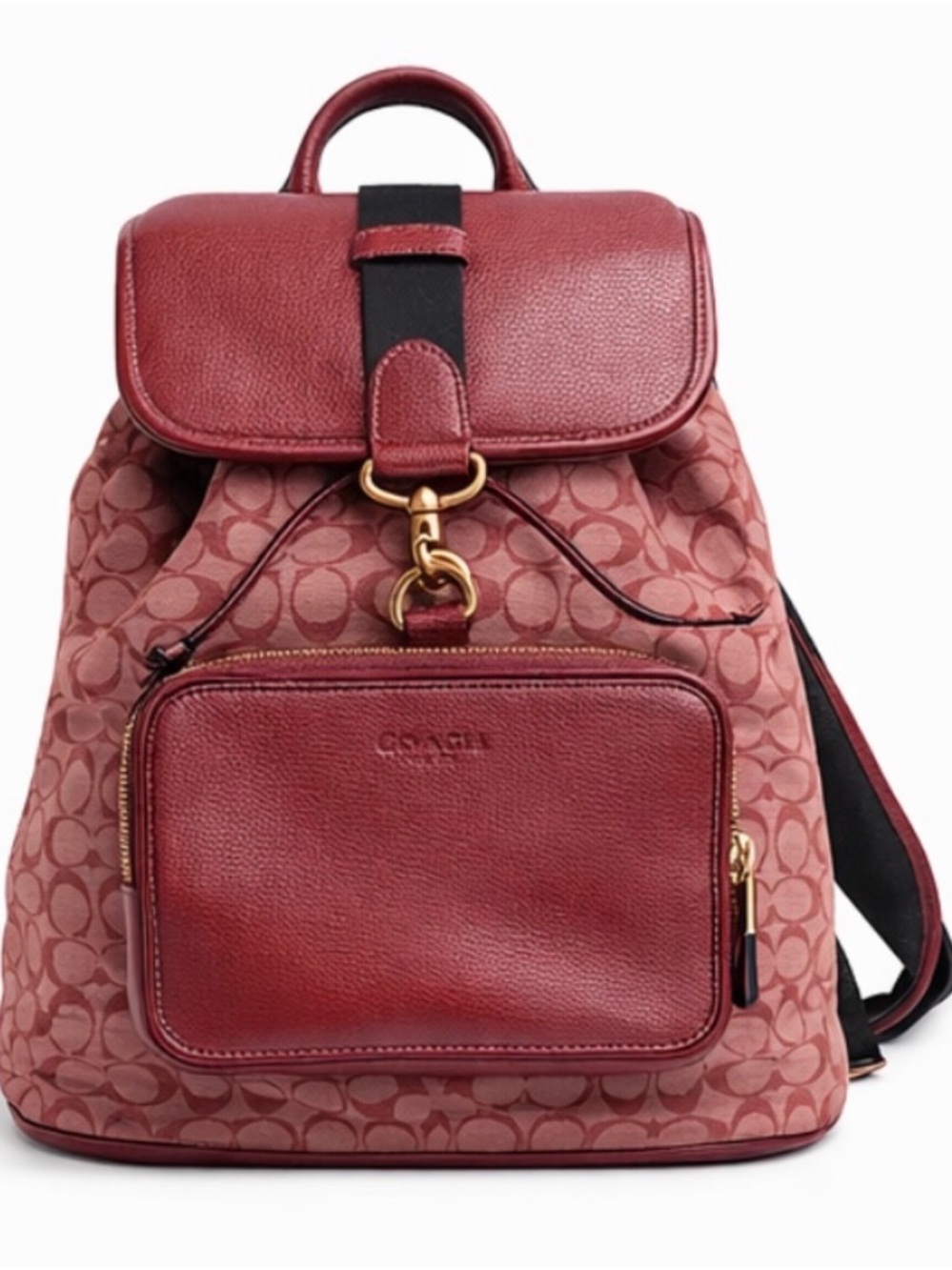 Coach Outlet Signature Canvas & Leather Backpack in Red